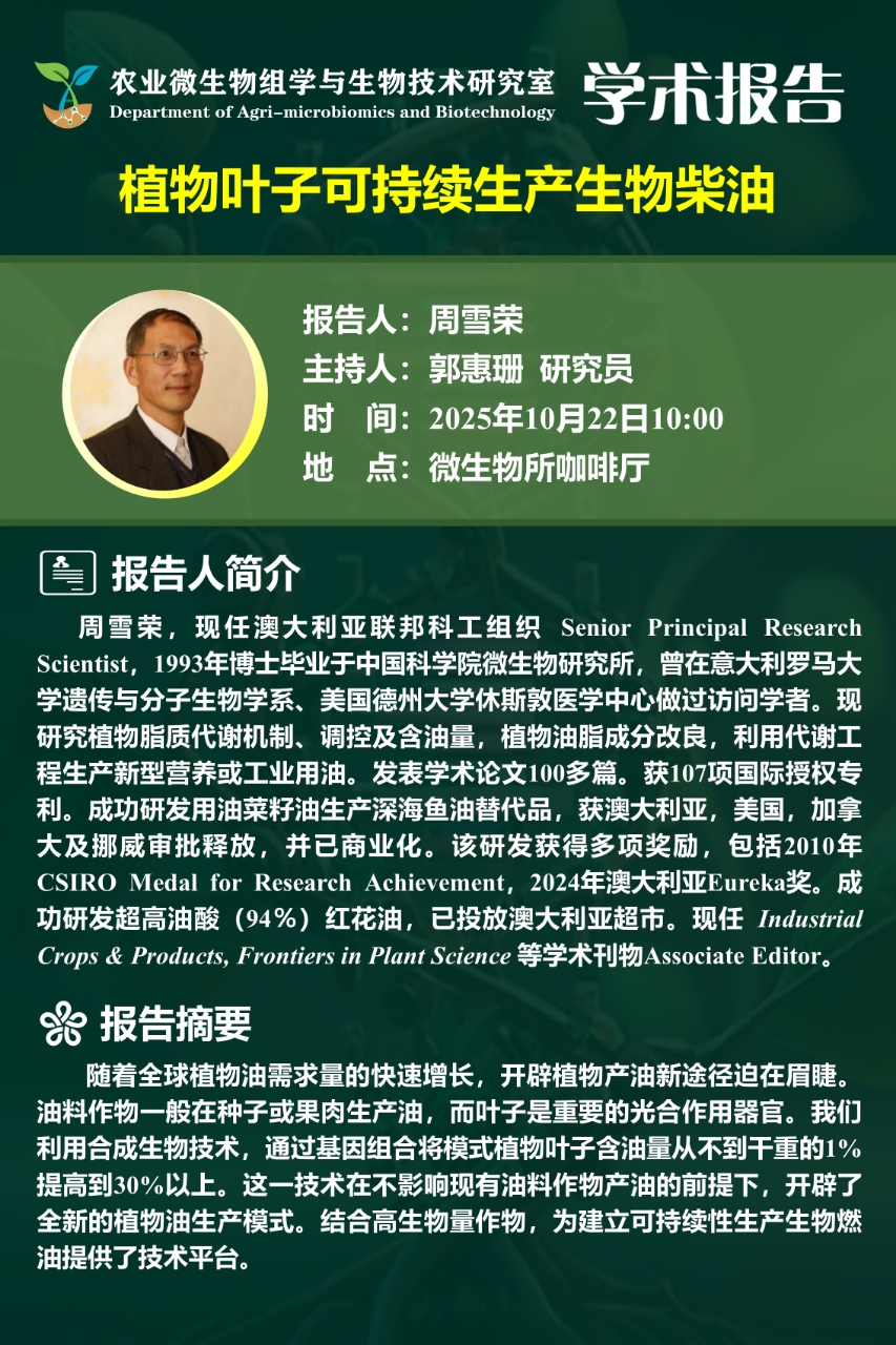 学术报告 | 植物叶子可持续生产生物柴油